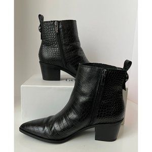 Sarto Woman’s Crocodile Black Block Heel Bootie, Size 5.5
